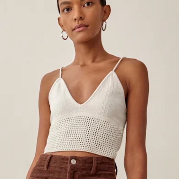 NWT reformation Rosia Open Knit Tank - White Crochet Knit Women's Top - Picture 1 of 6